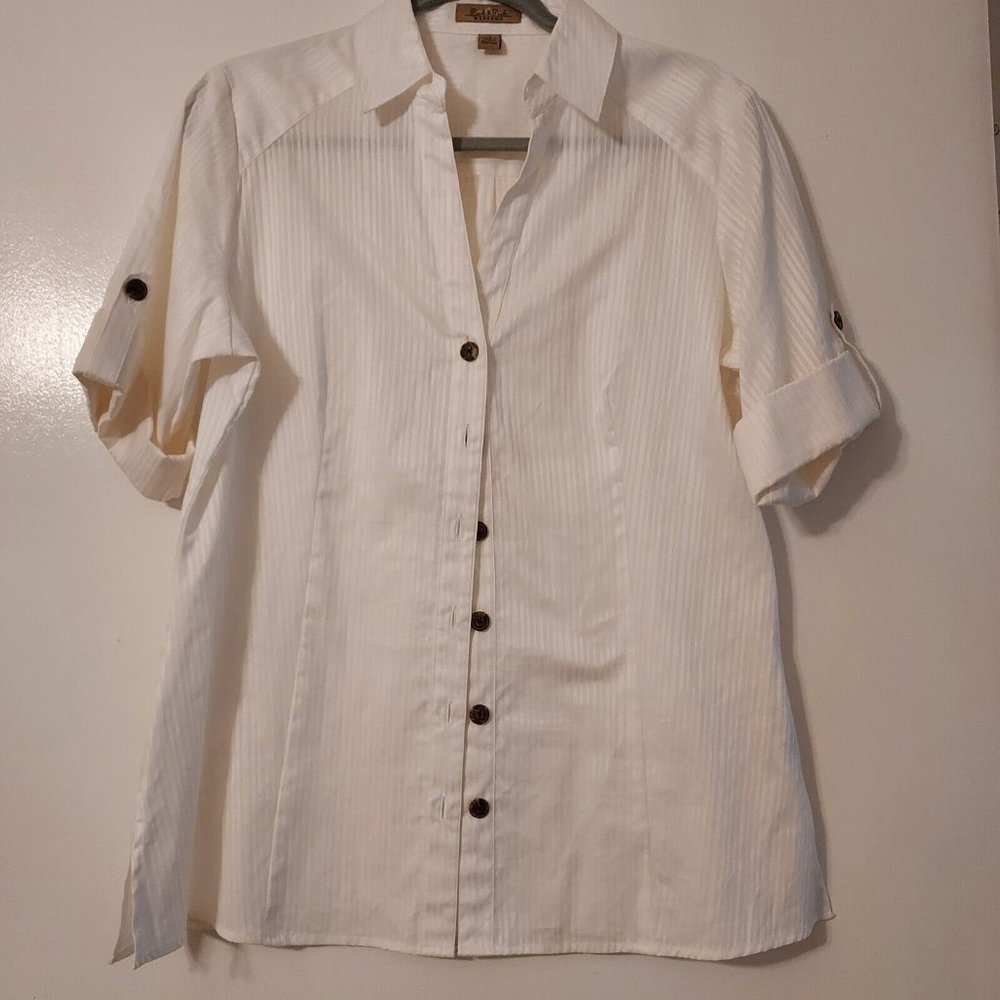 Peck & Peck Weekend Off-white Ladies Button-up Top or Shell Size 12